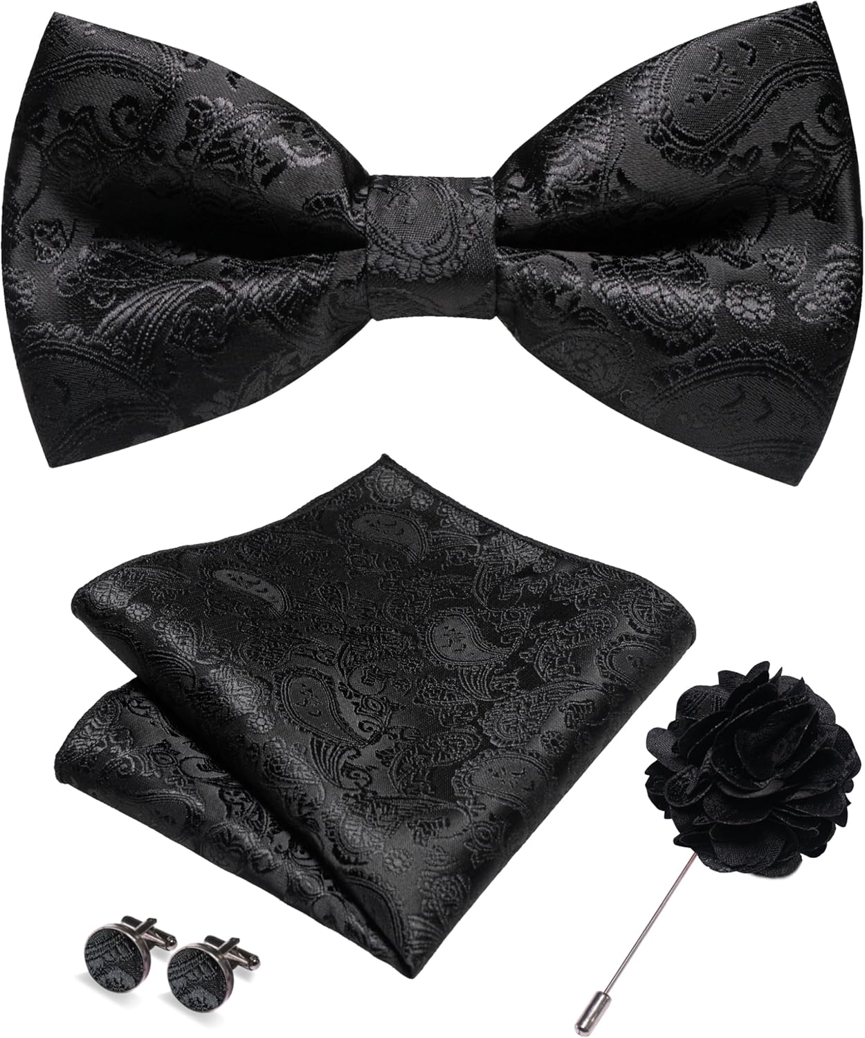 Bow Tie Pre Tied - Paisley Pre-tied Bow Tie and Pocket