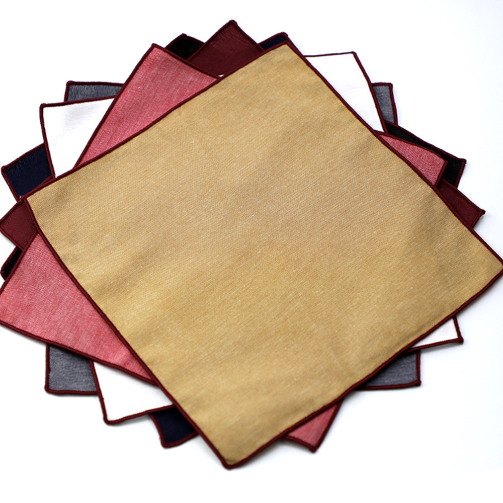 Solid Striped Brown Pocket Squ - Handkerchief Cotton Men บทวิจารณ์และราคา