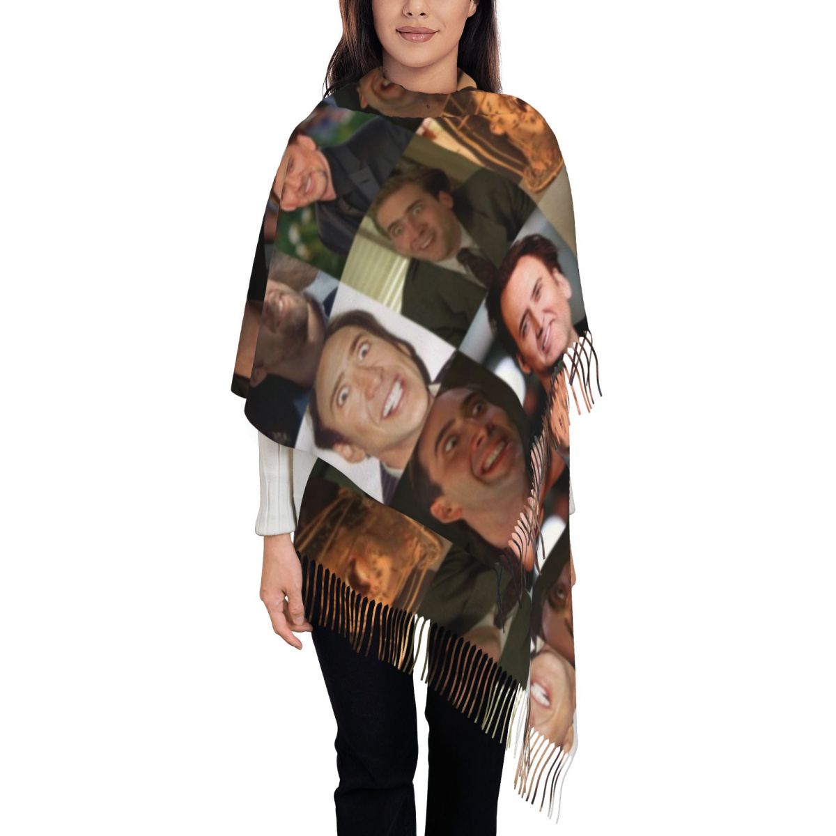 Nicolas Cage Funny Face Meme S - Pashmina Wrap Large บทวิจารณ์และราคา