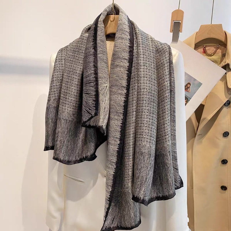 Oversized 110x110cm Real Silk  - Pashmina Wrap Large บทวิจารณ์และราคา