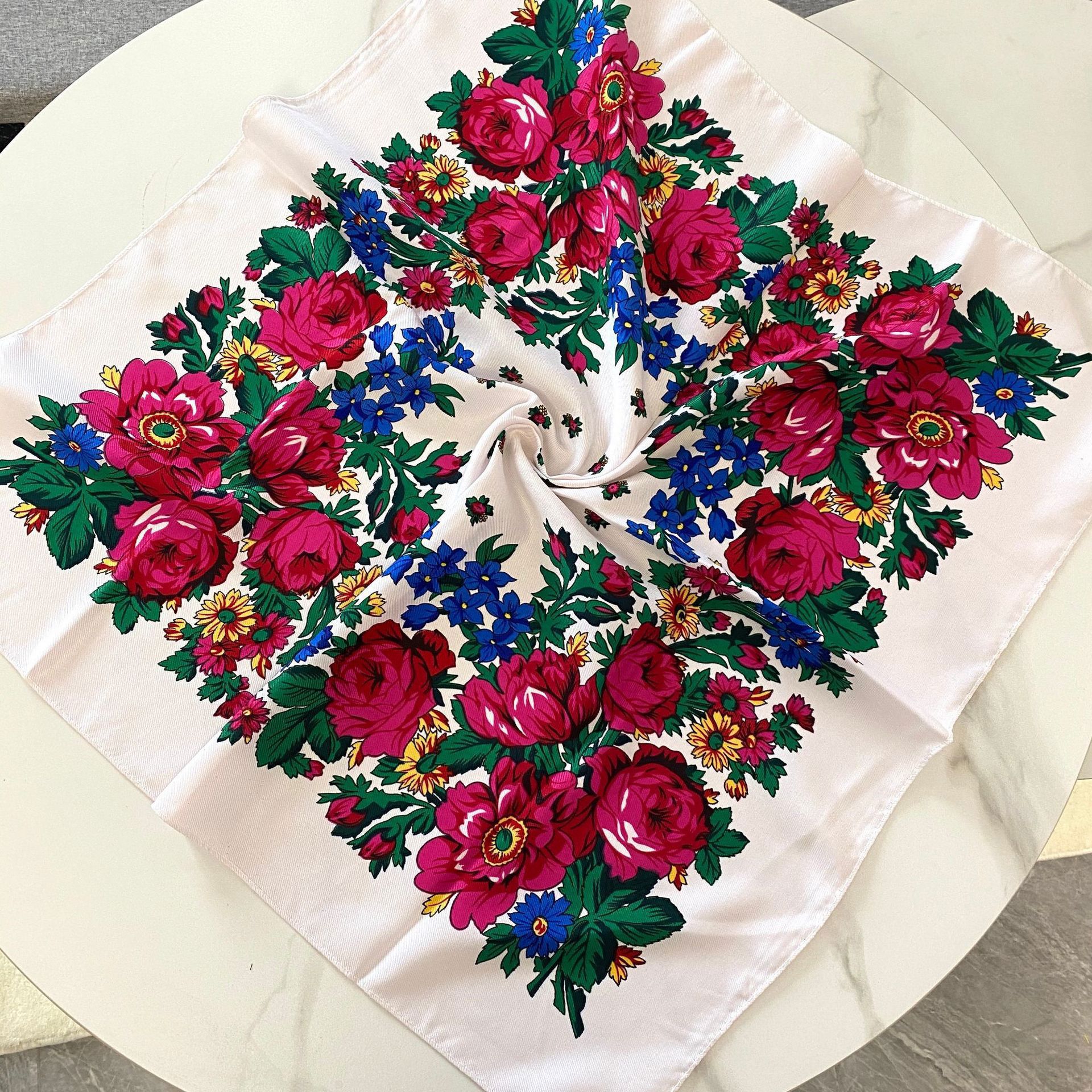 70*70cm Russian Floral Square  - Bandana Cotton บทวิจารณ์และราคา