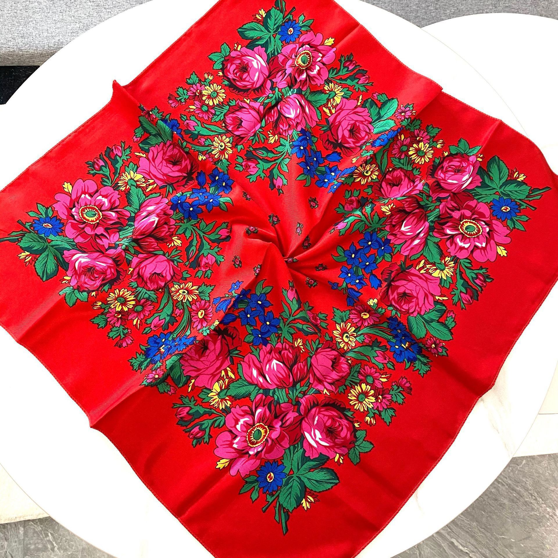 70*70cm Russian Floral Square  - Bandana Cotton บทวิจารณ์และราคา