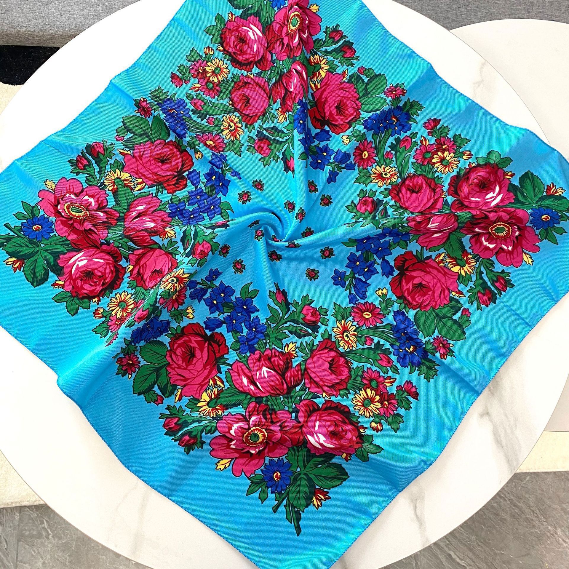 70*70cm Russian Floral Square  - Bandana Cotton บทวิจารณ์และราคา