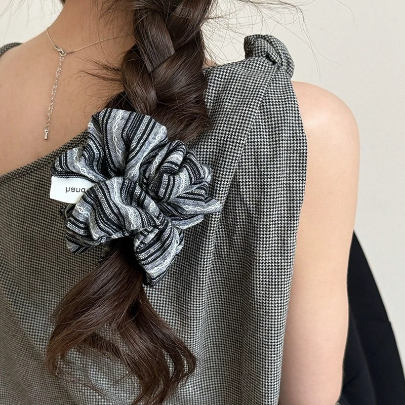 2024 Korea Fashion Stripe Hair - Silk Tie Striped บทวิจารณ์และราคา