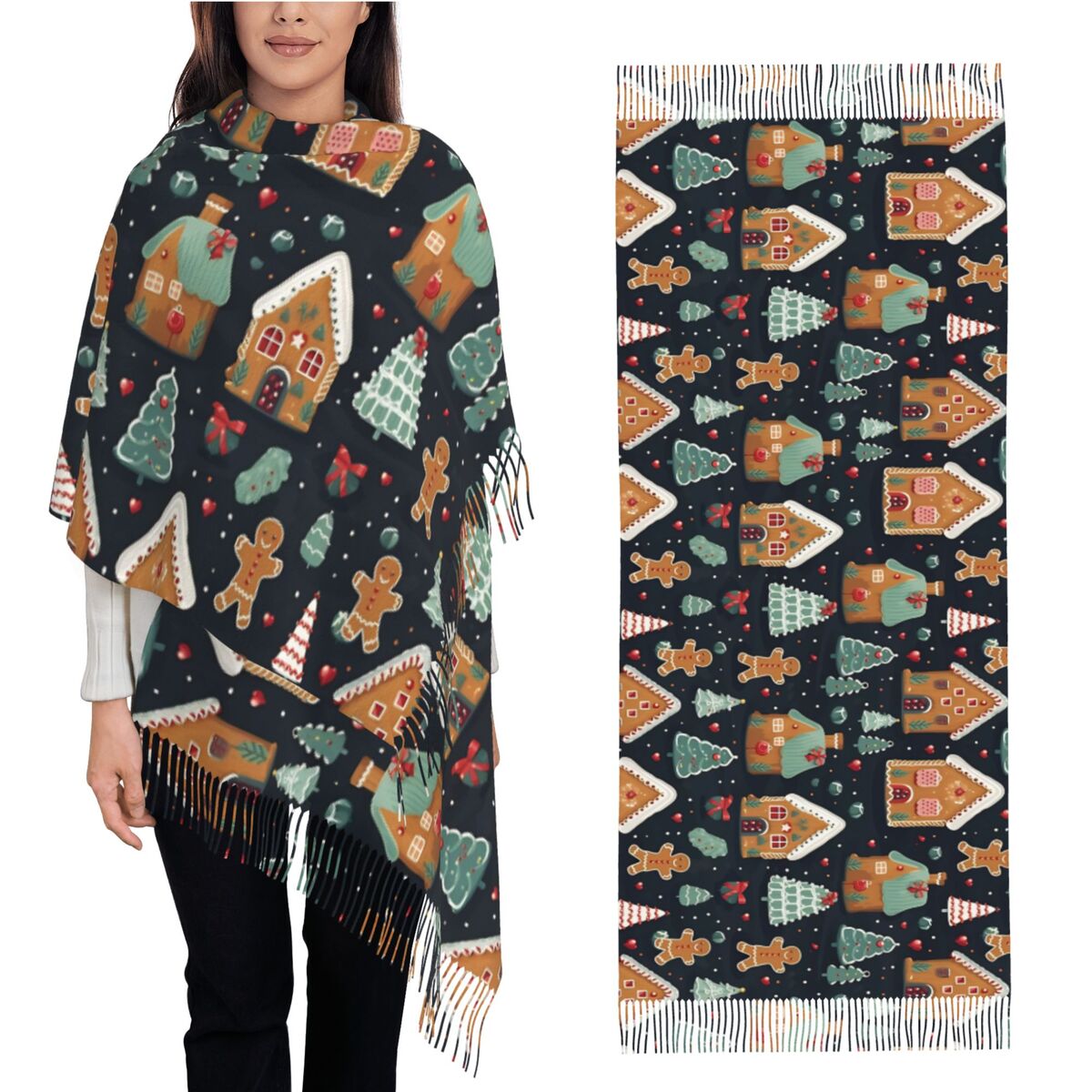 Christmas Delight- Whimsical G - Pashmina Wrap Large บทวิจารณ์และราคา