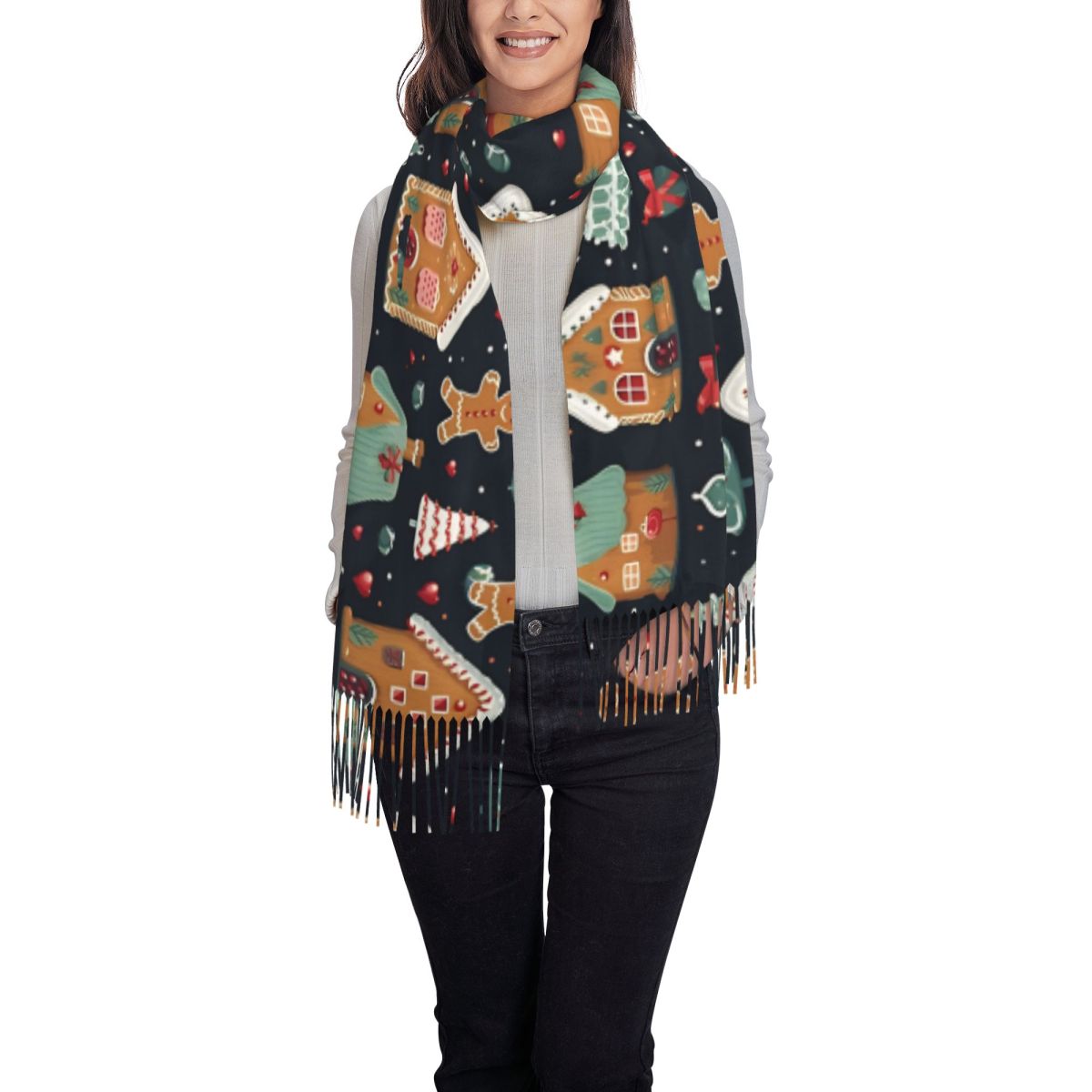 Christmas Delight- Whimsical G - Pashmina Wrap Large บทวิจารณ์และราคา