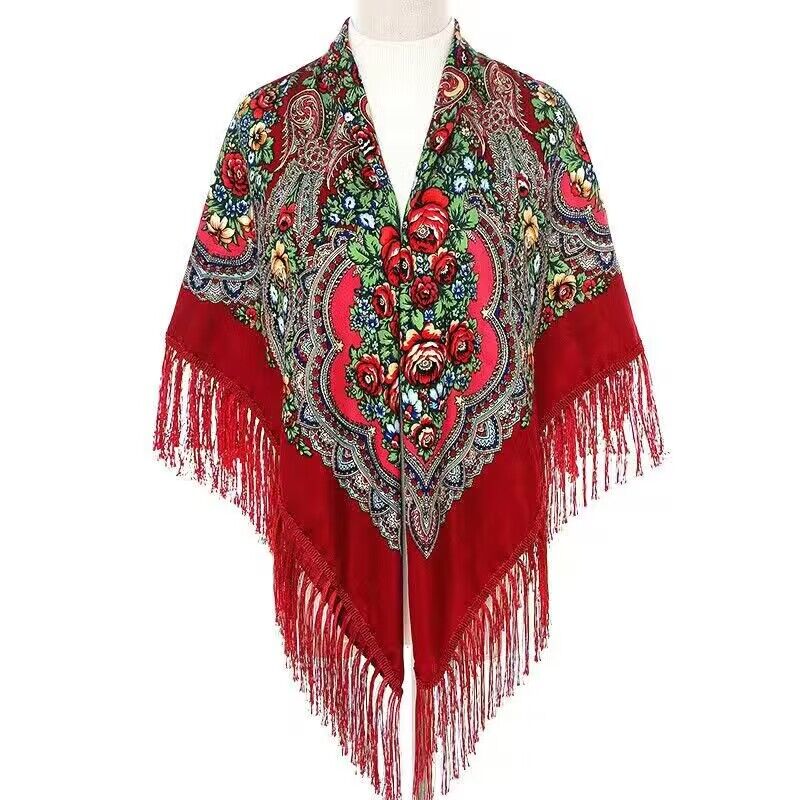 130*130cm Ethnic Printed Squar - Woven Scarf Blanket บทวิจารณ์และราคา