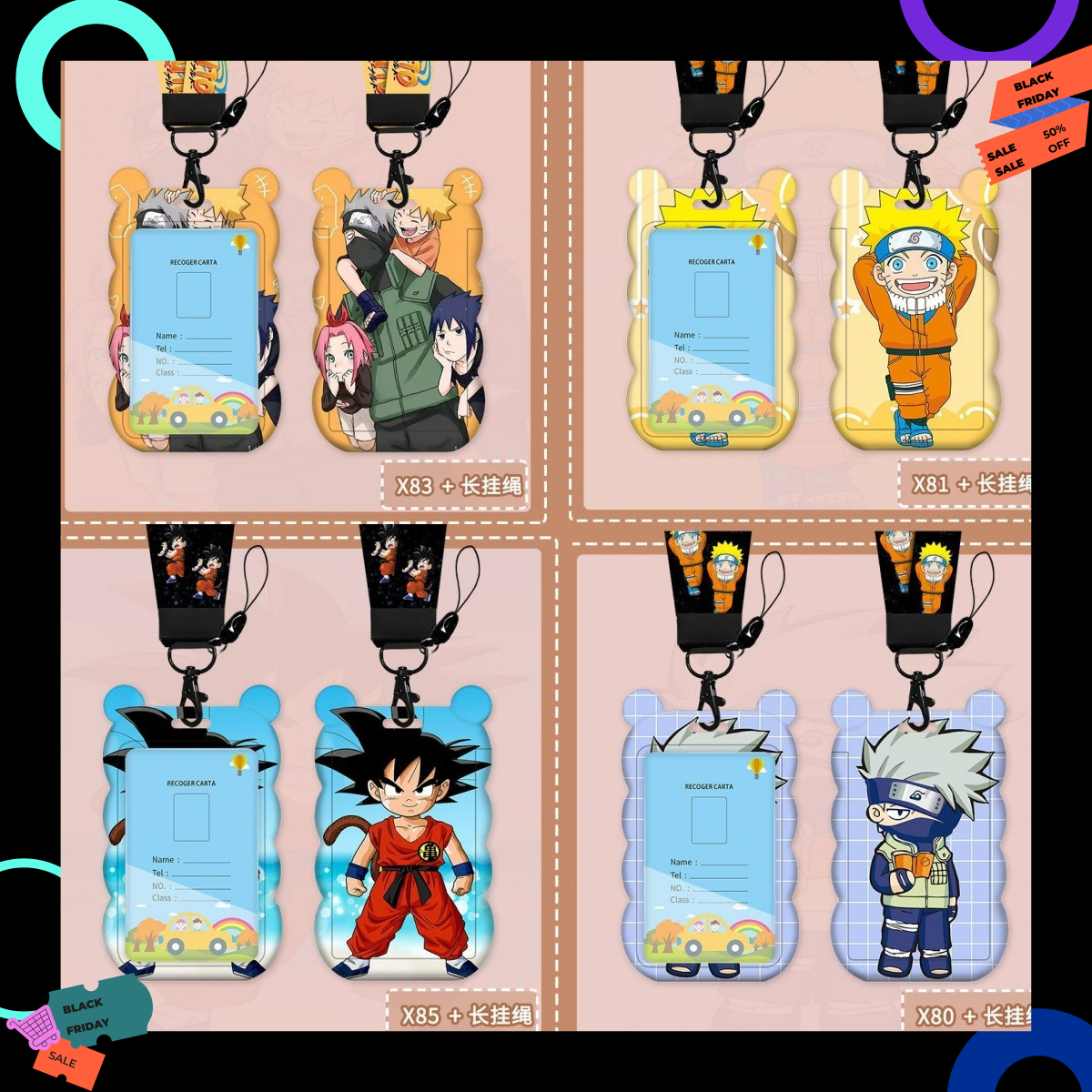 Naruto Cartoon Wave Shape Card - Lanyard Badge Holder บทวิจารณ์และราคา