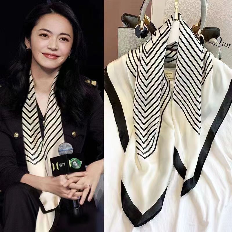 Fashion Square 70cm Black and  - Silk Tie Striped บทวิจารณ์และราคา