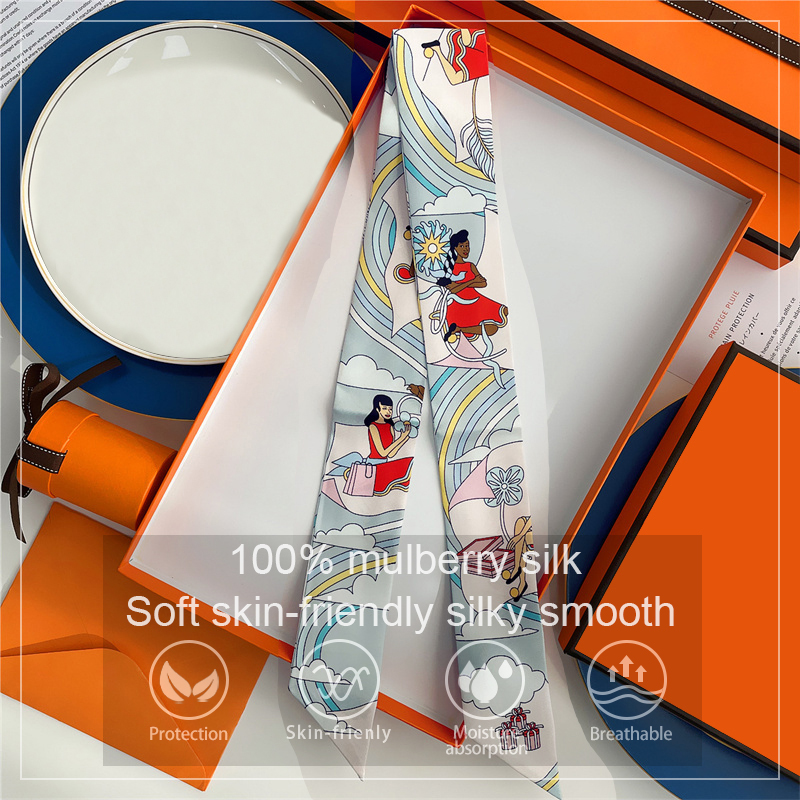 Women 100% Mulberry Silk Scarf - Ascot Neck Scarf บทวิจารณ์และราคา