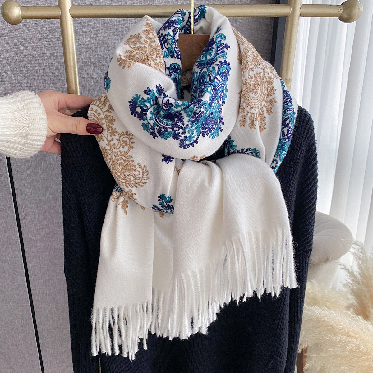 Women Fashion Winter Warm Cash - Woven Scarf Blanket บทวิจารณ์และราคา
