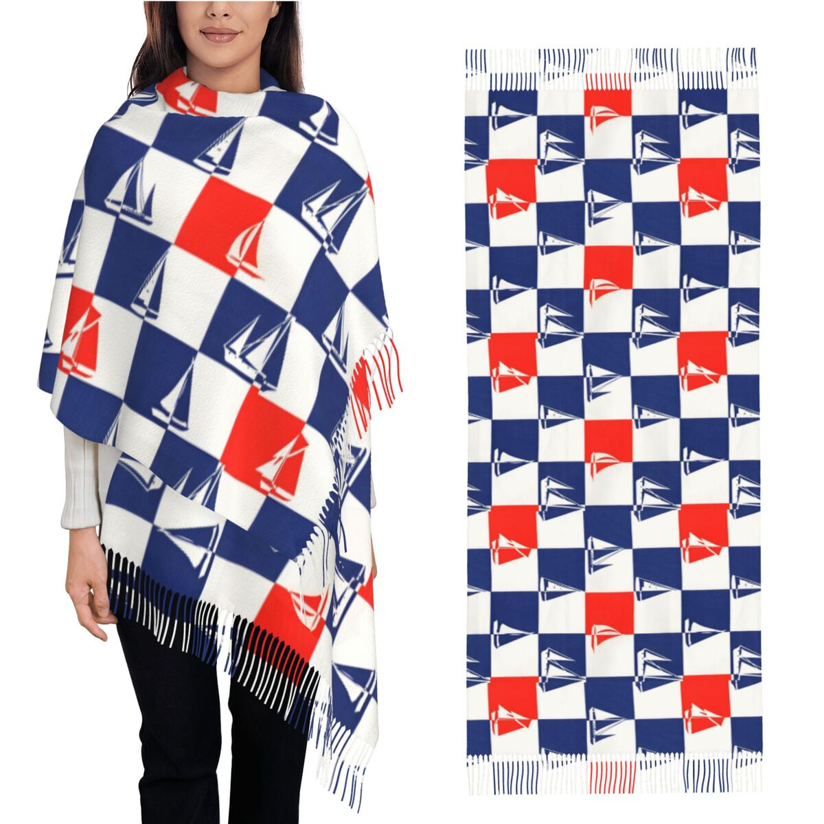 Sailing Ship Ocean Scarf Fall  - Pashmina Wrap Large บทวิจารณ์และราคา