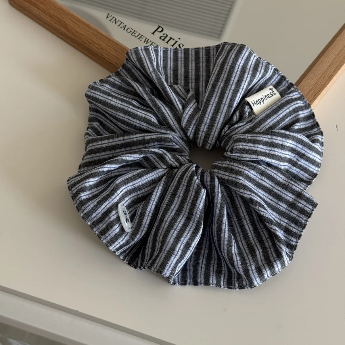 Blue Solid Color Silk Hair Ban - Silk Tie Striped บทวิจารณ์และราคา