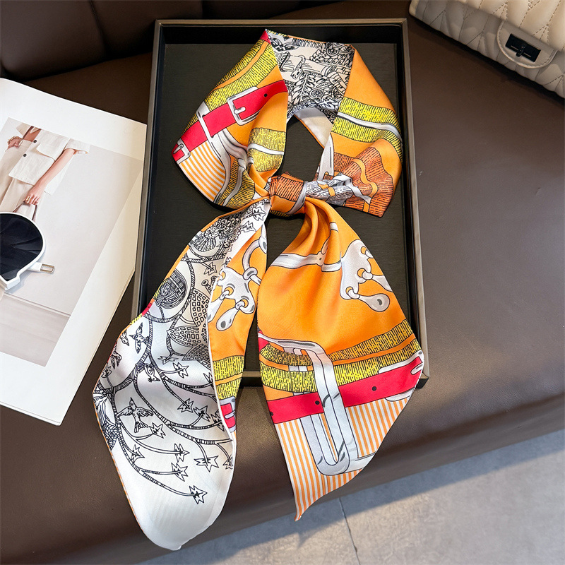 Women's Double-sided Print Sil - Ascot Neck Scarf บทวิจารณ์และราคา