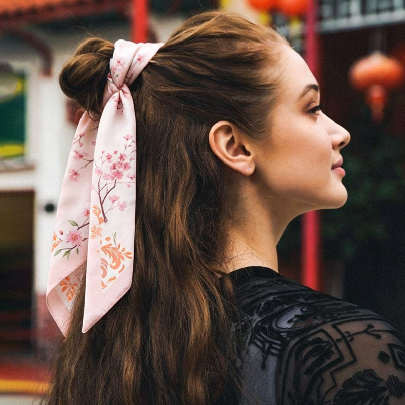 Fashion Women Silk Satin Skinn - Ascot Neck Scarf บทวิจารณ์และราคา