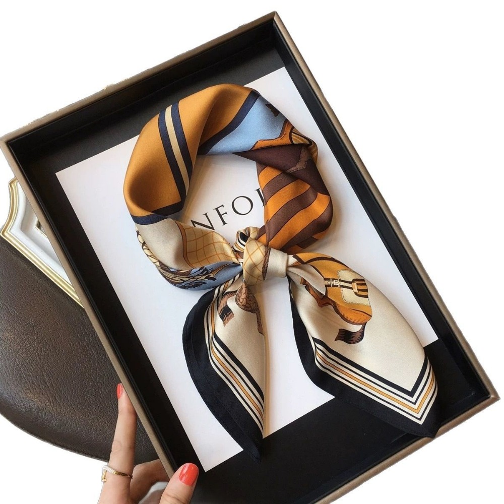 Fashion Satin Square Scarf for - Ascot Neck Scarf บทวิจารณ์และราคา