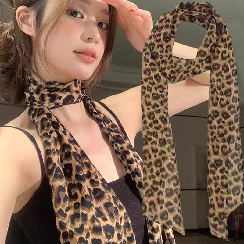 Leopard Print Scarf Retro Polk - Silk Tie Striped บทวิจารณ์และราคา