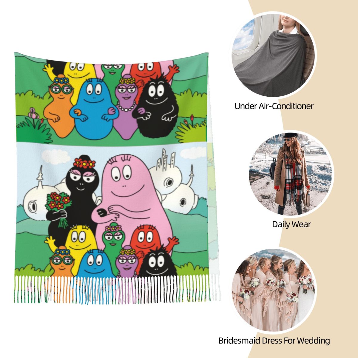 Les Barbapapa Family Shawls Wr - Pashmina Wrap Large บทวิจารณ์และราคา