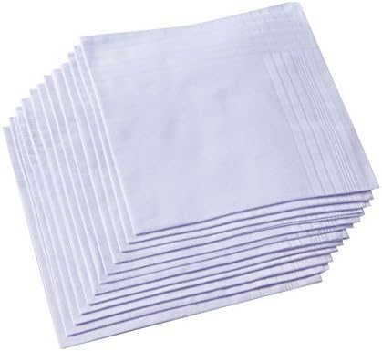 Men's Pure White 100% Cotton H - Handkerchief Cotton Men บทวิจารณ์และราคา