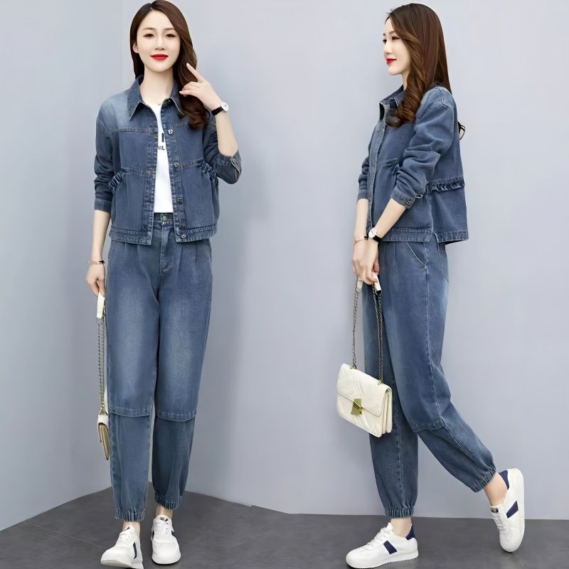 Women Denim Suits 2024 New Spr - Pocket Square Set บทวิจารณ์และราคา