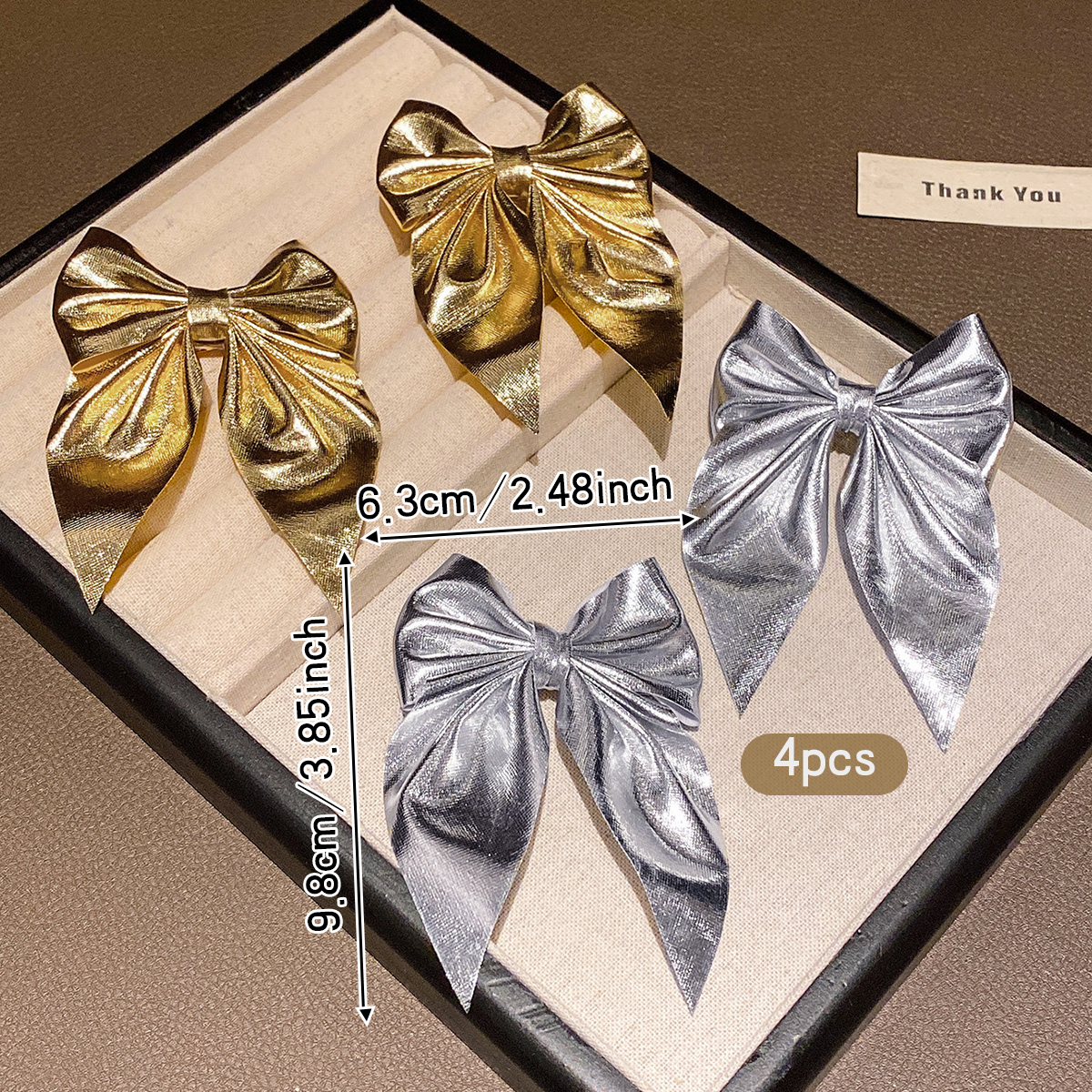 4 fashionable bow hair clips i - Tie Clip Silver บทวิจารณ์และราคา
