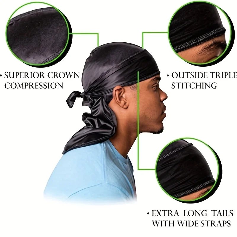 Men's Silk Durag Bonnet Bandan - Bandana Doo Rag บทวิจารณ์และราคา