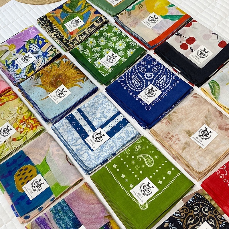 100% Cotton Square Scarf For W - Bandana Cotton บทวิจารณ์และราคา