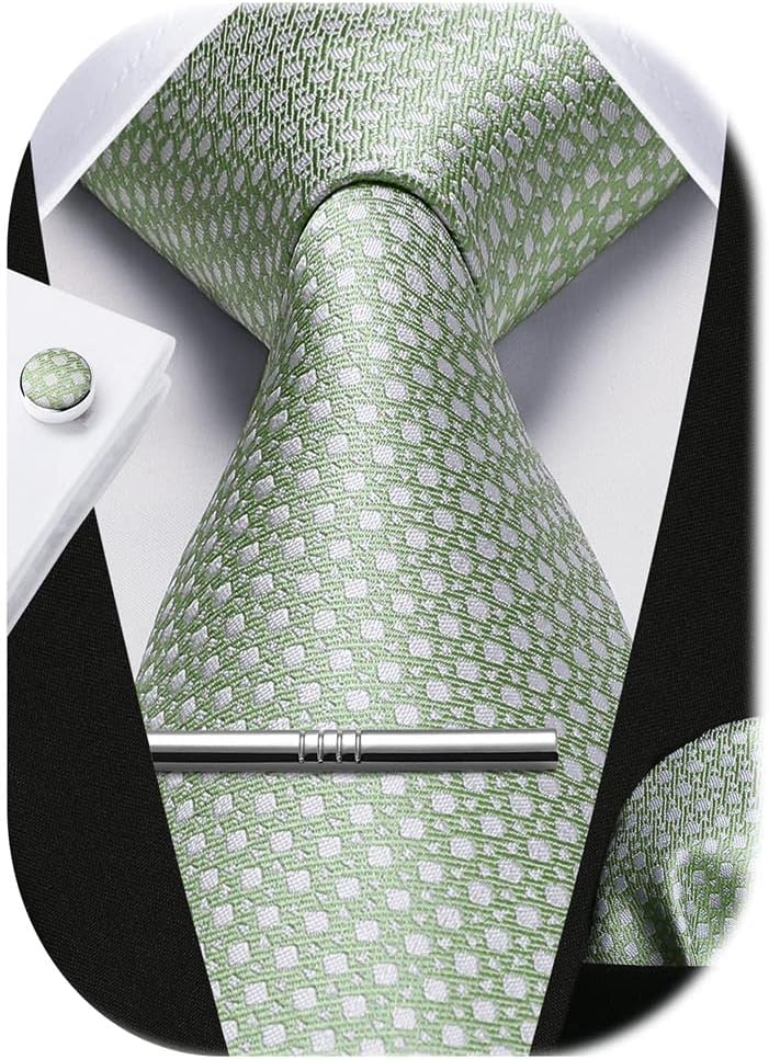 Classic Checkered Tie Set with - Pocket Square Set บทวิจารณ์และราคา