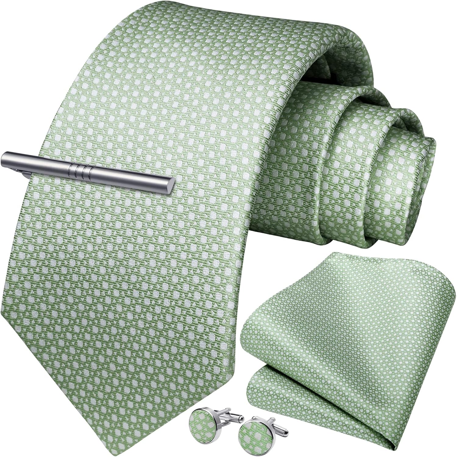 Classic Checkered Tie Set with - Pocket Square Set บทวิจารณ์และราคา