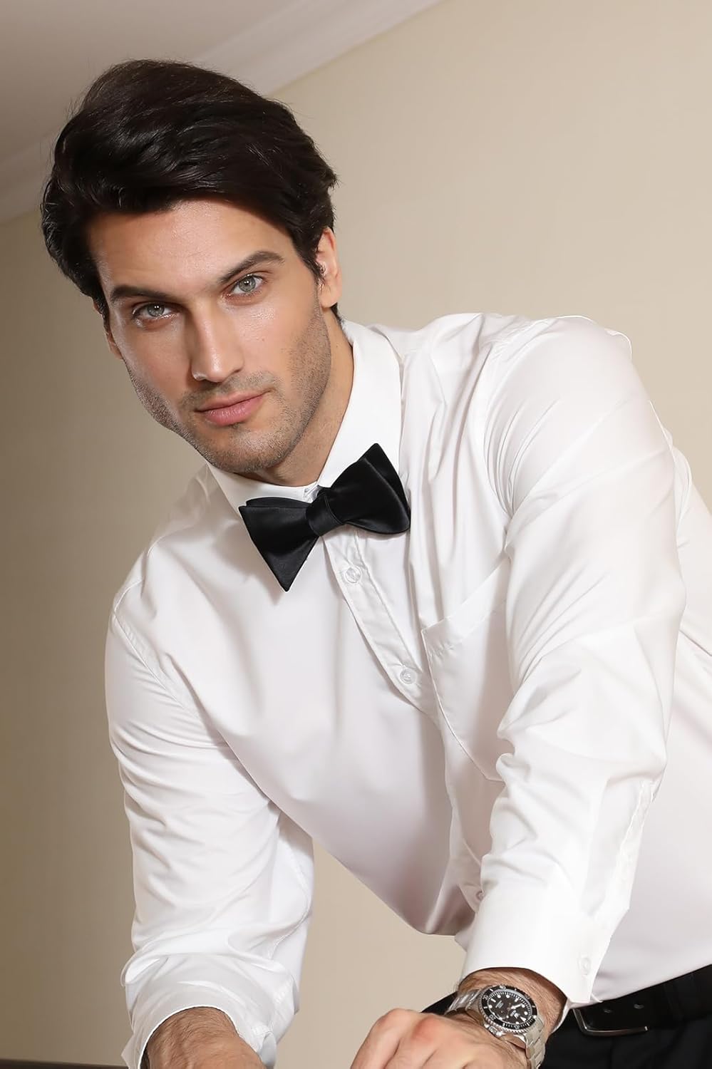 Solid Color Self Tie Bow Tie & - Pocket Square Set บทวิจารณ์และราคา