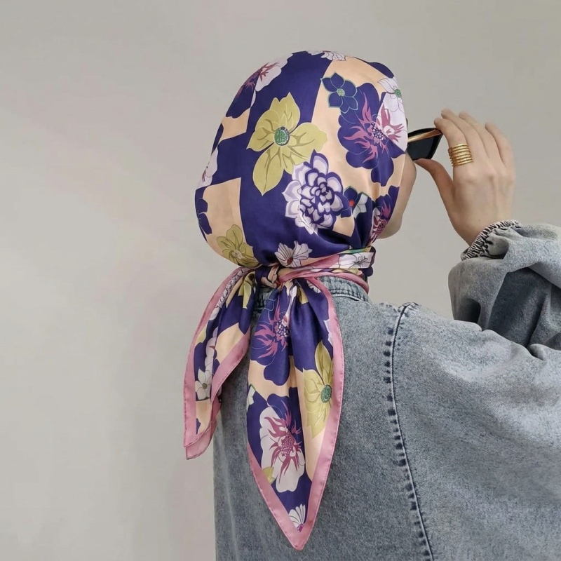 Print Silk Scarf Fashion Turba - Scarf Silk Square บทวิจารณ์และราคา