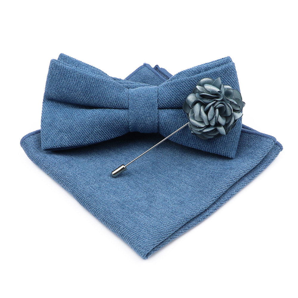 Mens Solid Color Cotton Bowtie - Handkerchief Cotton Men บทวิจารณ์และราคา