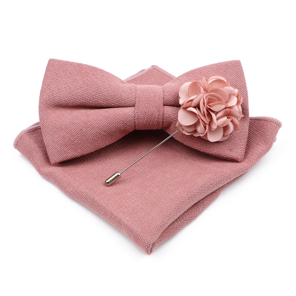 Mens Solid Color Cotton Bowtie - Handkerchief Cotton Men บทวิจารณ์และราคา