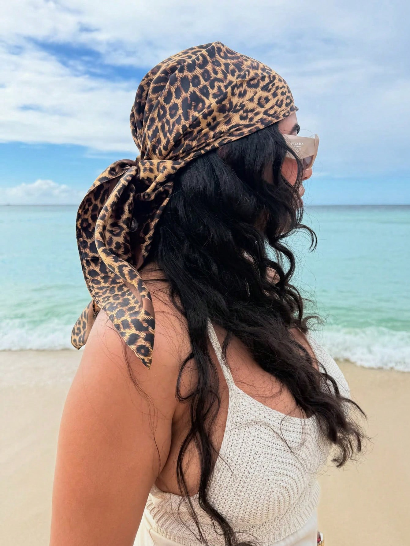 90cm Leopard Print Neckerchief - Scarf Silk Square บทวิจารณ์และราคา