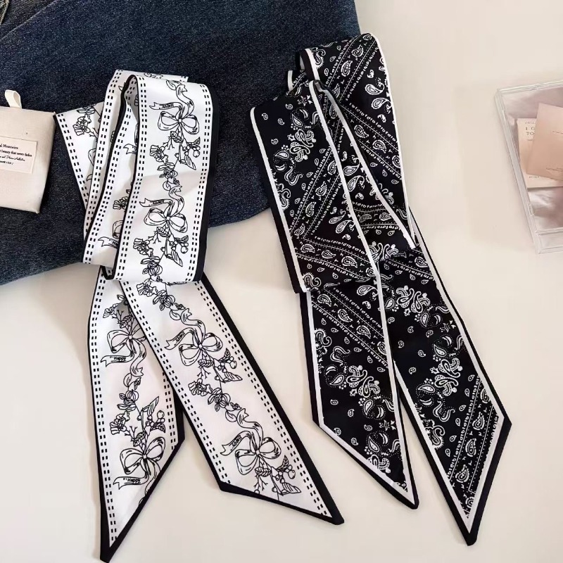 Black White Double Sided Paisl - Ascot Neck Scarf บทวิจารณ์และราคา