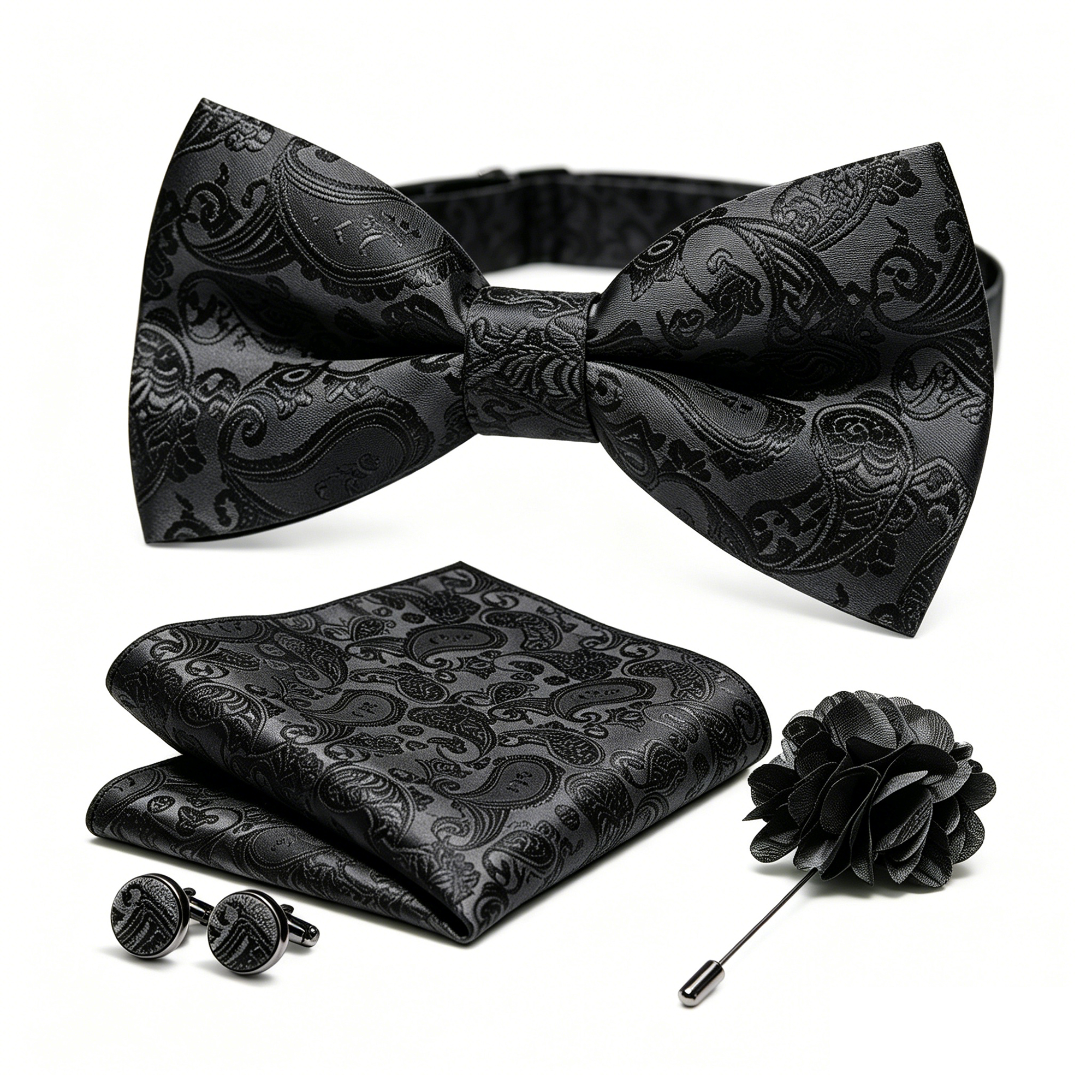36pcs Black Silk Jacquard Pais - Bow Tie Pre Tied บทวิจารณ์และราคา