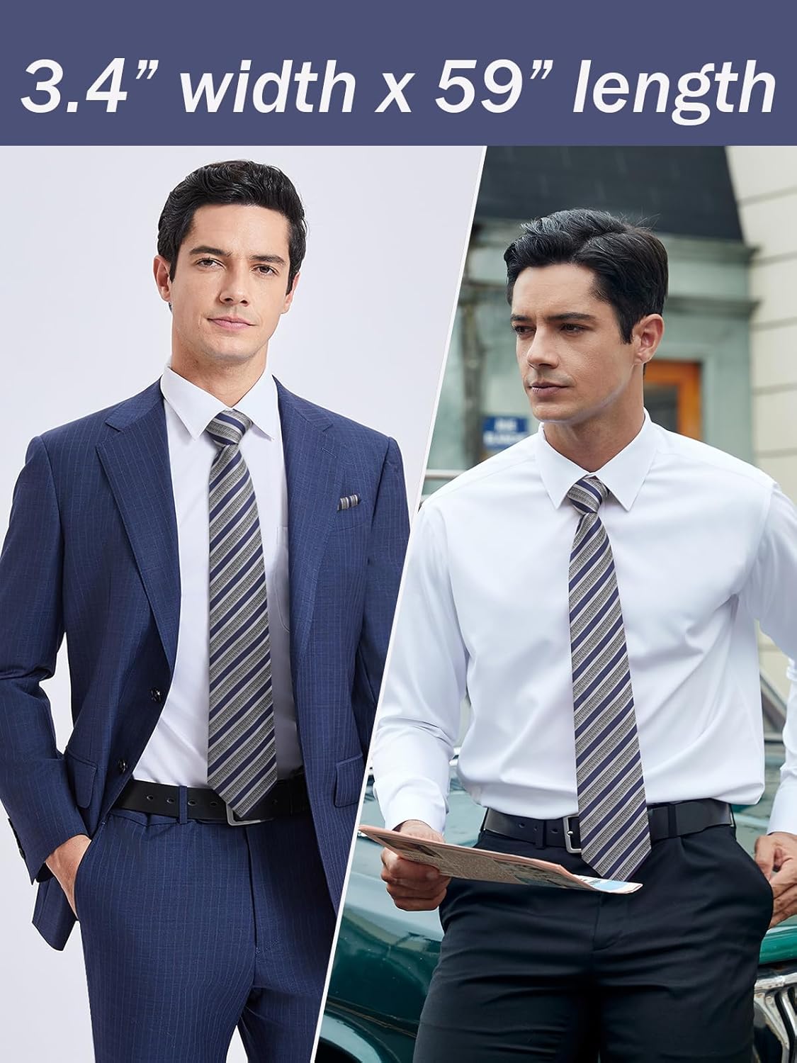 Men's Stripe Tie & Pocket Squa - Pocket Square Set บทวิจารณ์และราคา