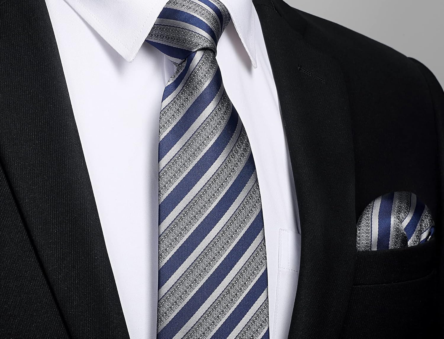 Men's Stripe Tie & Pocket Squa - Pocket Square Set บทวิจารณ์และราคา