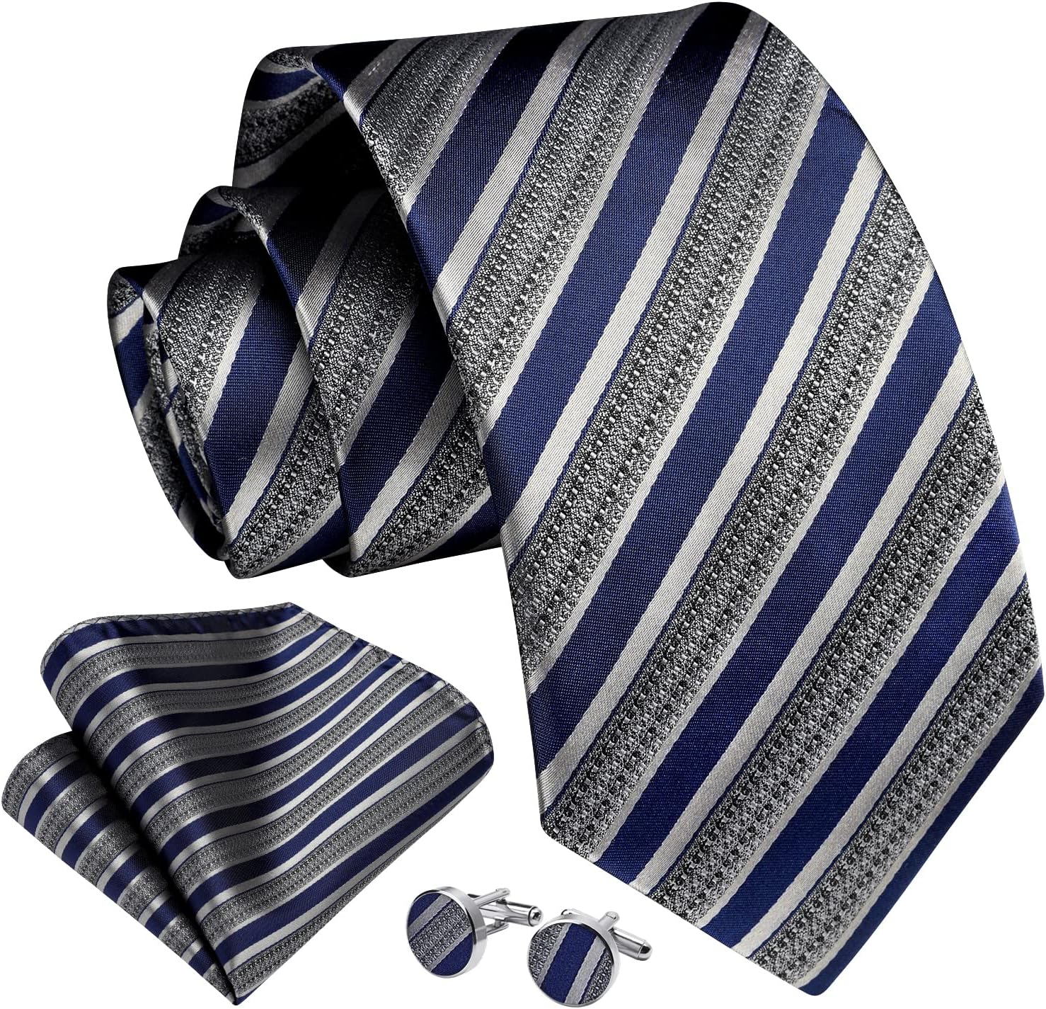Men's Stripe Tie & Pocket Squa - Pocket Square Set บทวิจารณ์และราคา