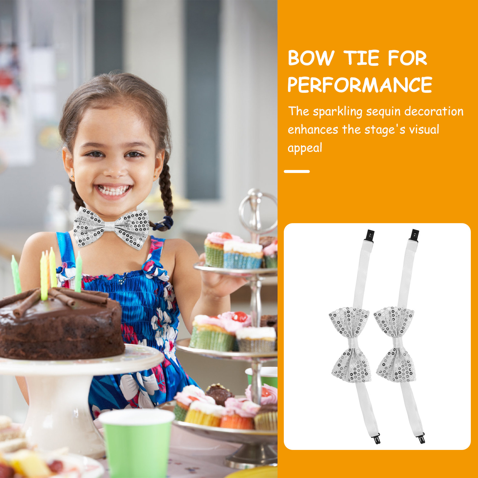 5Pcs Sequin Bow Ties for Kids  - Bow Tie Pre Tied บทวิจารณ์และราคา
