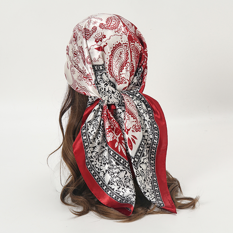 Satin Square Scarf Women Musli - Scarf Silk Square บทวิจารณ์และราคา