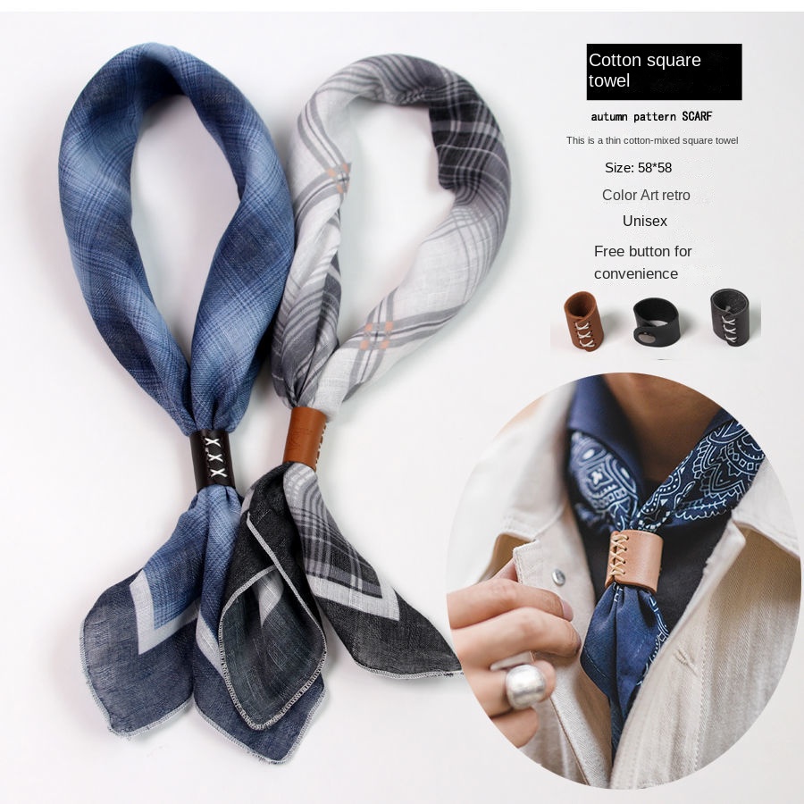 Men's Square Scarf with Button - Ascot Neck Scarf บทวิจารณ์และราคา