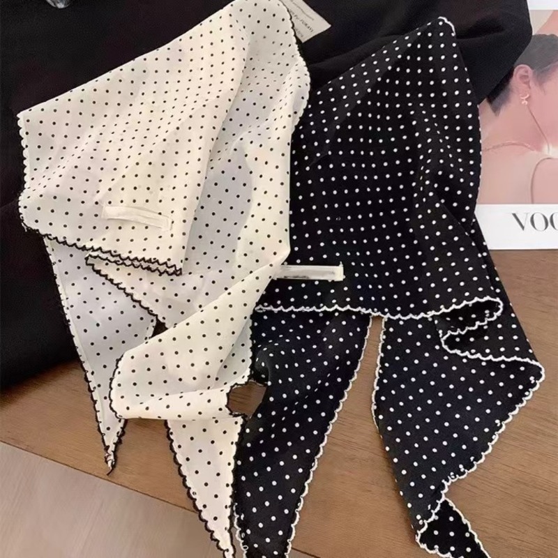 Black White Polka Dot Scarf fo - Ascot Neck Scarf บทวิจารณ์และราคา