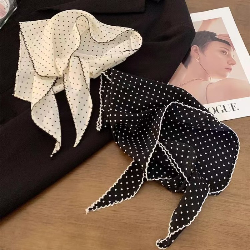 Black White Polka Dot Scarf fo - Ascot Neck Scarf บทวิจารณ์และราคา