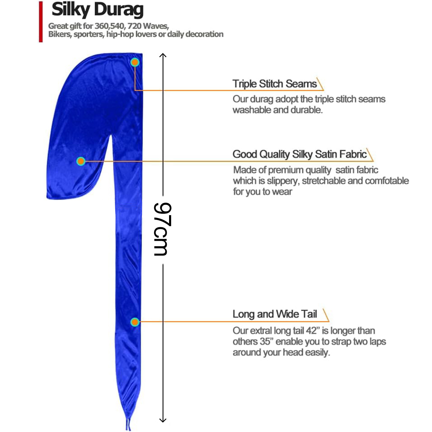 Men Satin Breathable Silky Dur - Bandana Doo Rag บทวิจารณ์และราคา