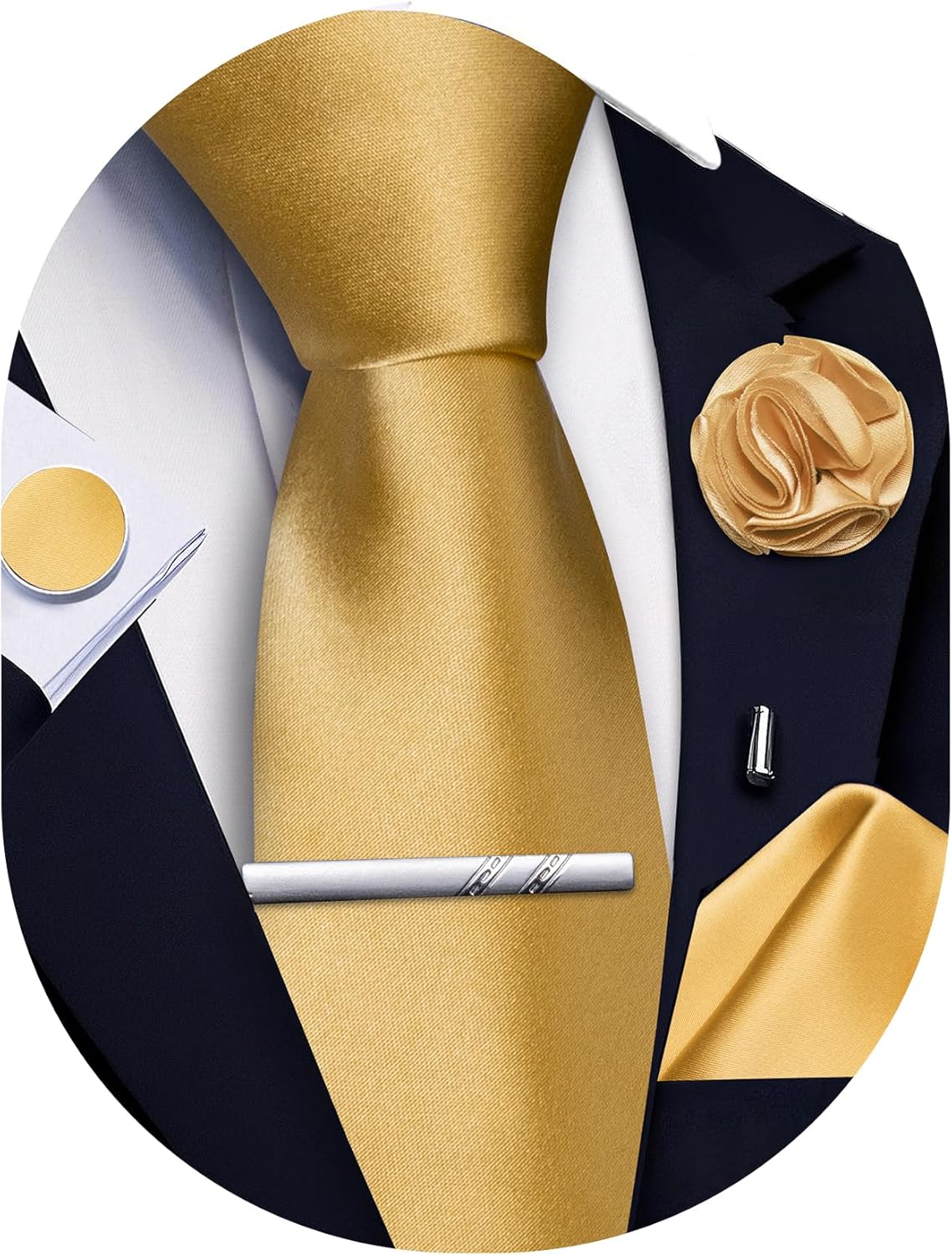 5Pcs Men's Silk Satin Tie Set  - Pocket Square Set บทวิจารณ์และราคา
