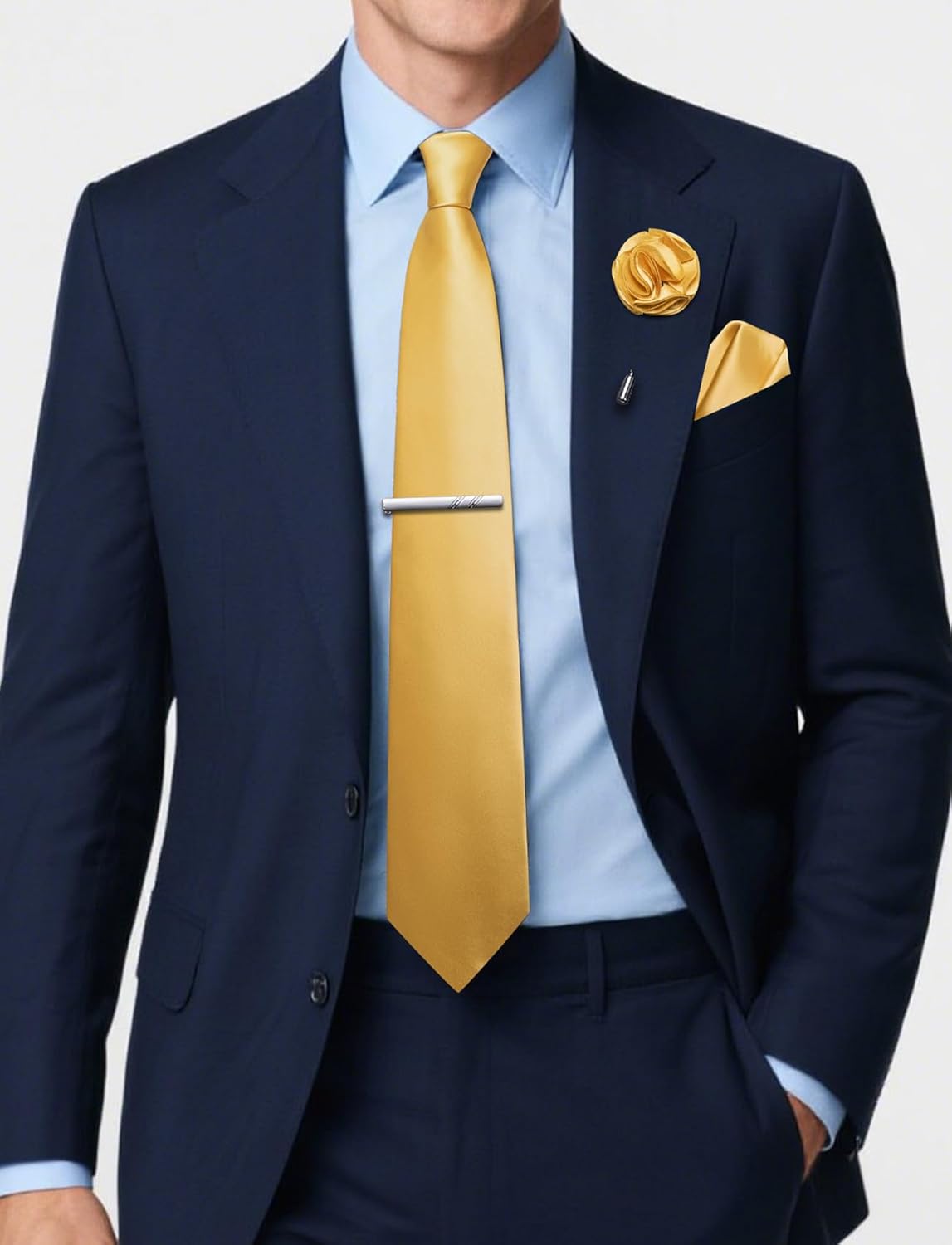 5Pcs Men's Silk Satin Tie Set  - Pocket Square Set บทวิจารณ์และราคา