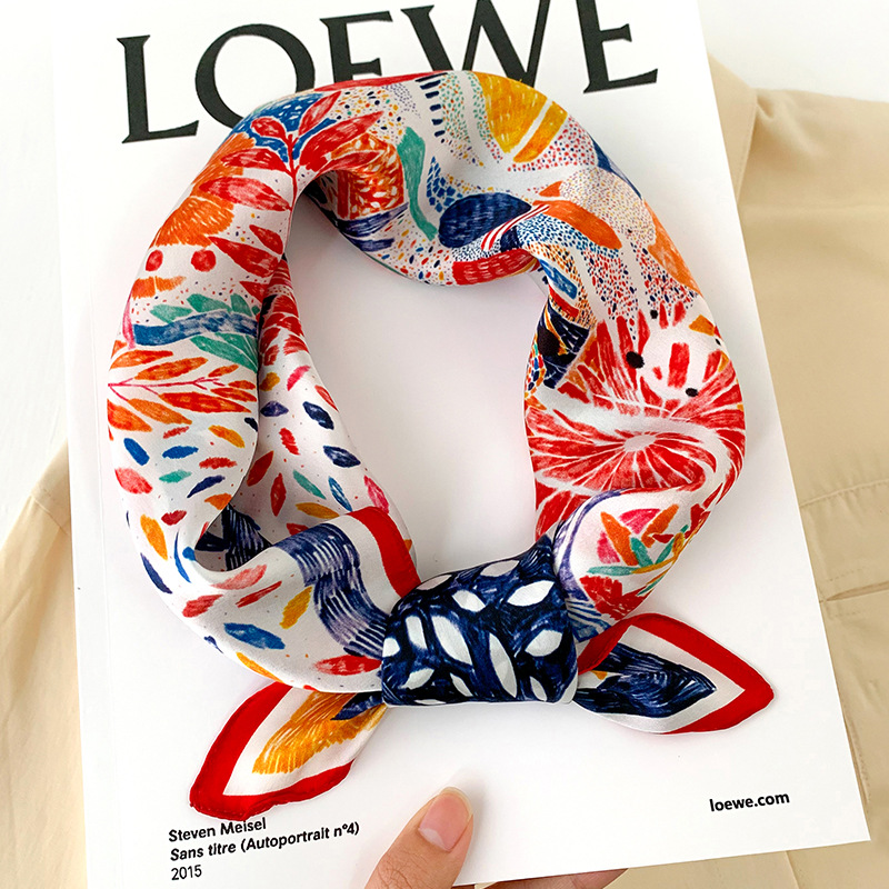 53cm Square Silk Scarf Women N - Scarf Silk Square บทวิจารณ์และราคา