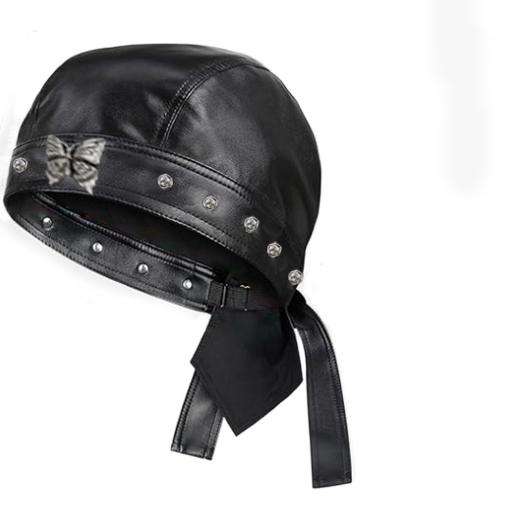 PU Leather Black Biker Cap Doo - Bandana Doo Rag บทวิจารณ์และราคา