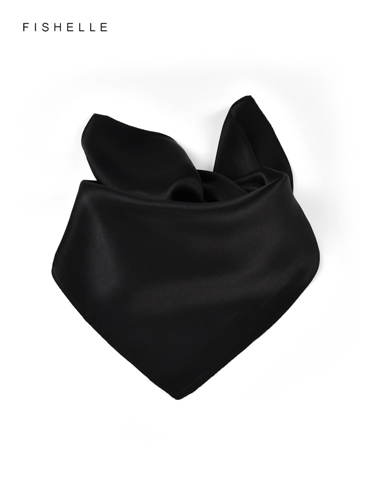 Solid color black pure silk sc - Ascot Neck Scarf บทวิจารณ์และราคา